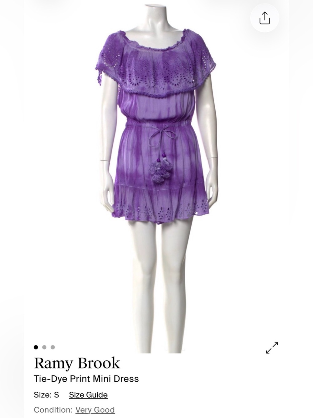 Ramy Brook Lavender Eyelet Tie-Dye Mini Dress - Picture 2 of 5